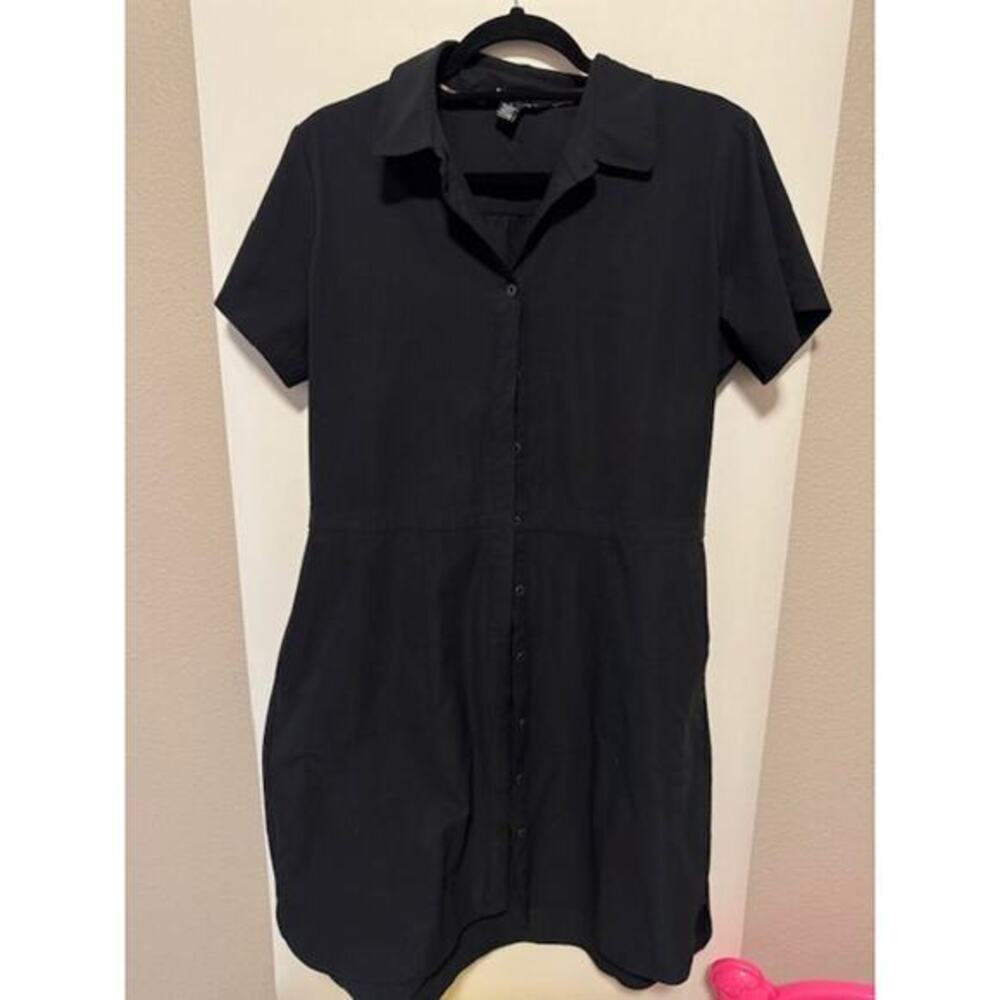 Sherpa Adventure Gear Black Cap Sleeve Button Up Dress Size Large